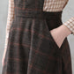Long Plaid Wool Pinafore Dress 3836