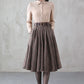 Handmade Brown Plaid Wool Midi Skirt – Vintage Pleated Circle Skirt | Xiaolizi  3839