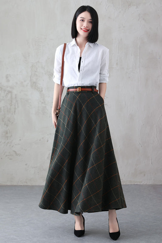 Vintage Inspired Swing Wool Skirt 384101