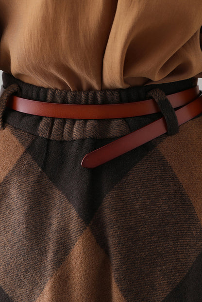 High Waisted Winter Plaid Wool Skirt 3845