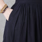 Layered Pleated Linen Midi Skirt 3306