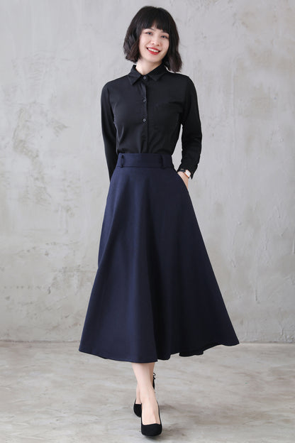 Vintage Inspired 1950s Midi Wool skirt 311801
