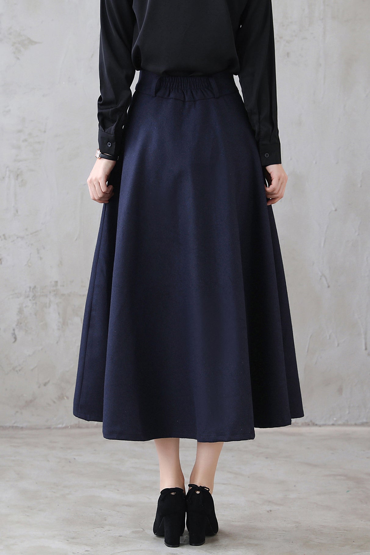 Vintage Inspired 1950s Midi Wool skirt 311801