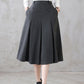 Women's Pleated Midi Wool Skirt in Grey 312301