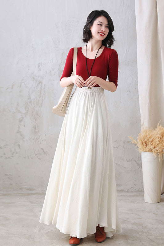 Plus Size Swing Linen Maxi Women Long Cotton Linen Skirt 2774#CK2100915