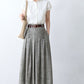 50s Women High Waisted Linen Midi Skirt  288301#