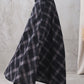 Cotton Linen Plaid Long Maxi Skirt Women 3325