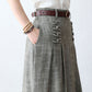 50s Women High Waisted Linen Midi Skirt  288301#