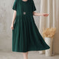 Green Plus Size Cotton Blend Dress 272611#