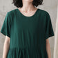 Green Plus Size Cotton Blend Dress 272611#