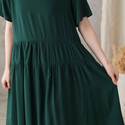 Green Plus Size Cotton Blend Dress 272611#