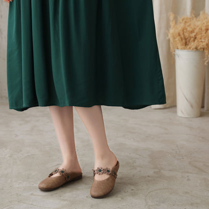 Green Plus Size Cotton Blend Dress 272611#