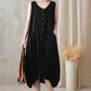 Black Oversized Bubble Linen Dress 272801