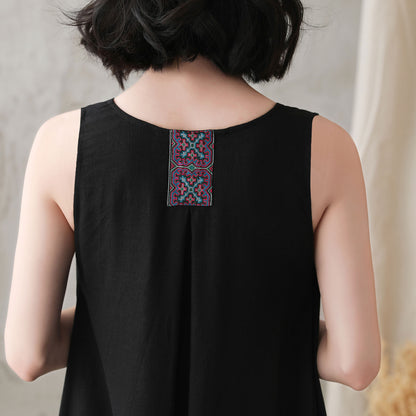 Black Linen Midi Dress - Oversized Bubble Silhouette 2728