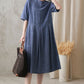 Plus Size Loose Waist Cotton Linen Dress 272901#