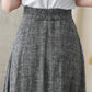 Gray A-Line Maxi Linen Skirt For Women 2822