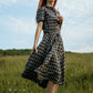 Checked Linen Women's Spring Summer Belted Shirtwaist Dress 3720