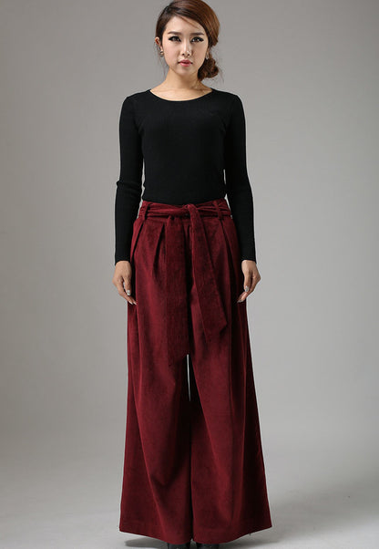 Corduroy wild leg palazzo pants 0749#