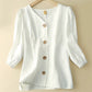 White Women Casual Spring Summer Linen Shirt Tops 3656
