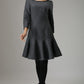 Gray dress wool dress mini women dress 0746#
