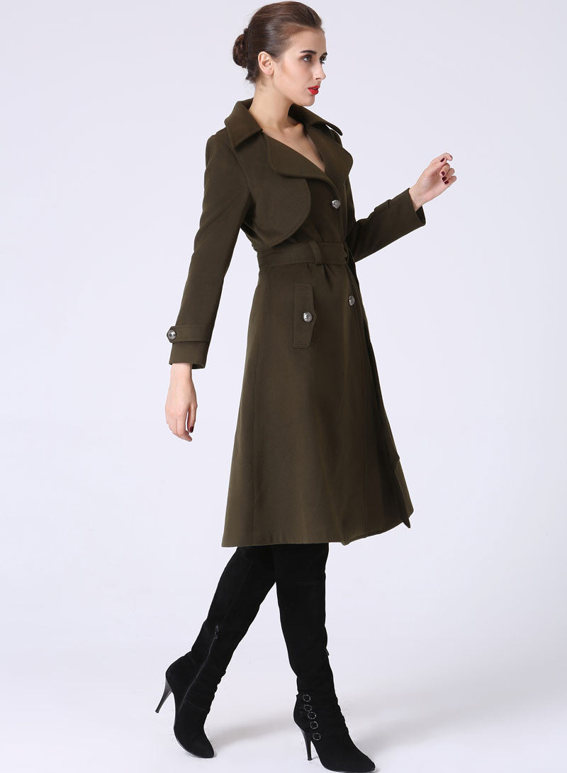 Military wool trench store coat