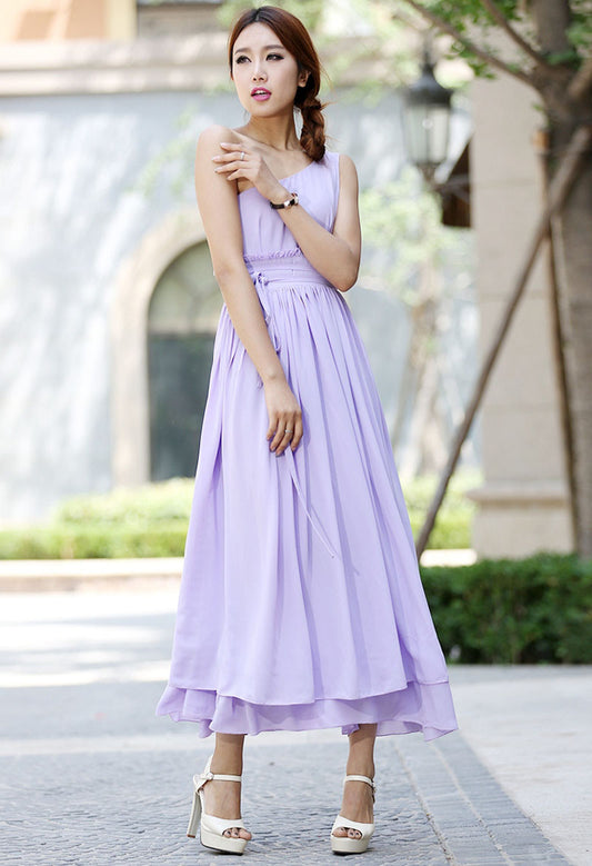Woman bridesmaid dress maxi dress tulle dress in purple (1031)