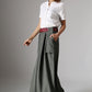 Women's maxi linen skirt with big pocket in Green 0987#