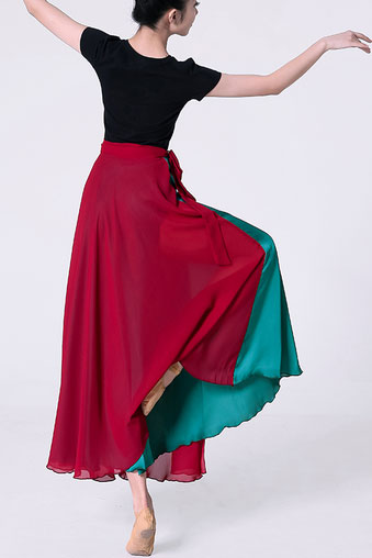 Summer Chiffon Reversible Big Swing Dance Wrap Skirt 2933
