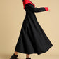 Black wool dress - women maxi wool dress - long winter dress 322#