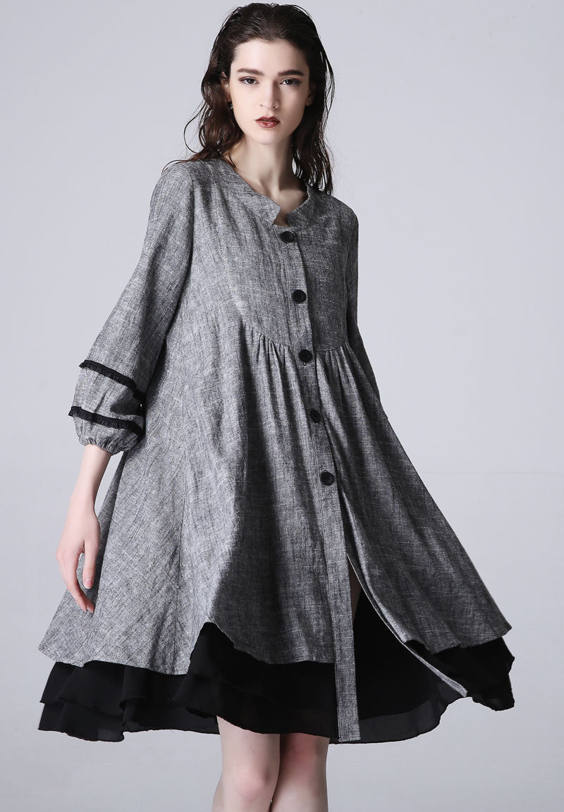 Women's grey tunic dress , shirt dress 1190# – XiaoLizi