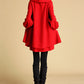 Red Wool Mini Winter Dress with big collar 0349#