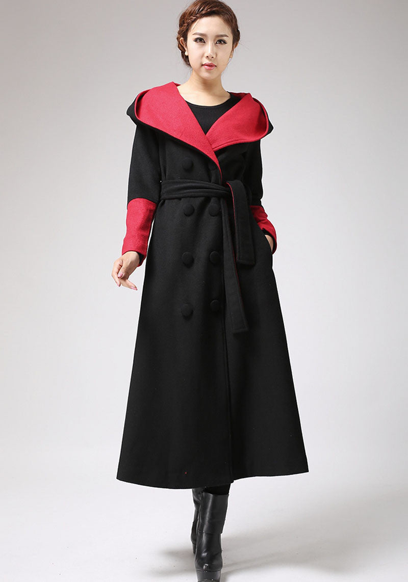 Winter Long Maxi Warm wool coat with Large Hood 0700#