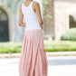 Pink linen skirt women's maxi skirt in summer (1023)