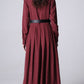 Red linen dress maxi dress women dress 1170
