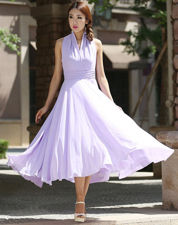 Purple Chiffon Maxi Dress with Irregular Hem for Elegant Evenings Xiaolizi Purple Chiffon Maxi Dress with Irregular Hem for Elegant Evenings Xiaolizi