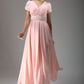 Pink wedding bridesmaid dress maxi chiffon dress (638)
