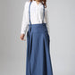 Blue linen skirt woman maxi skirt custom made long skirt 0819#