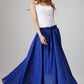 Dark blue skirt woman maxi skirt custom made chiffon skirt long tulle skirt 0861#