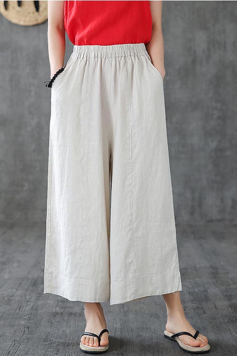 Grey tapered linen pants for Women 1024 – XiaoLizi