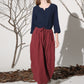 Wine red skirt casual linen skirt woman maxi skirt custom made (1162)