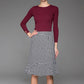 Knee Length Skirt Black and White Pattern Skirt Fishtail skirt 1439#