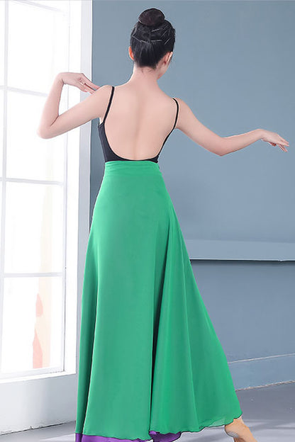 Green and Purple Chiffon Wrap Skirt - Reversible Big Swing 2932