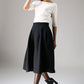 pleated A line wool Skirt in Black 1087#