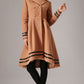 Brown wool coat winter warm dress coat long sleeve jacket  0757#