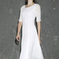 White linen dress maxi dress women dress long prom dress(1307)