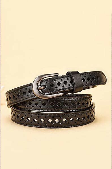 Vintage hollow lady simple versatile fine leather belt YD004