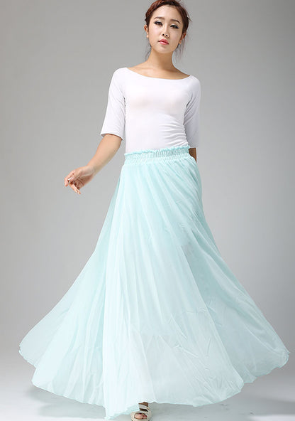 Swing long pleated chiffon skirt 0661#