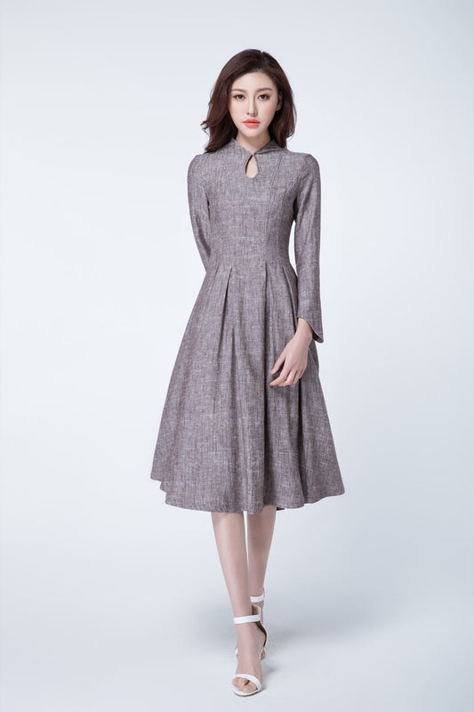 retro linen dress