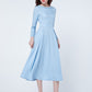 light blue Pleated party dress 1727#