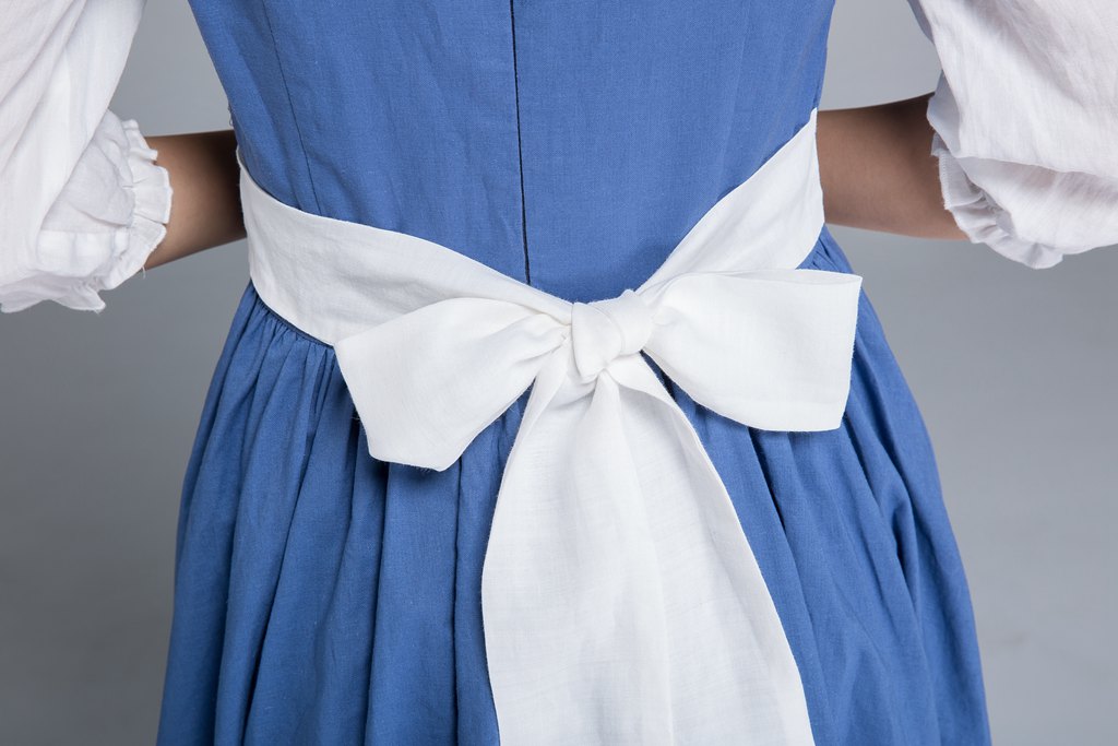 Blue Linen Princess Dress Belle Inspired Maxi Party Dress 1659 Blue / S Blue Linen Princess Dress Belle Inspired Maxi Party Dress 1659 Blue / S